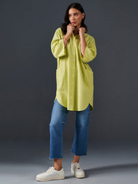AND Self Design Mandarin Collar Cotton Top
