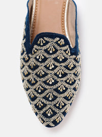 House of Pataudi Ethnic Embellished Mules
