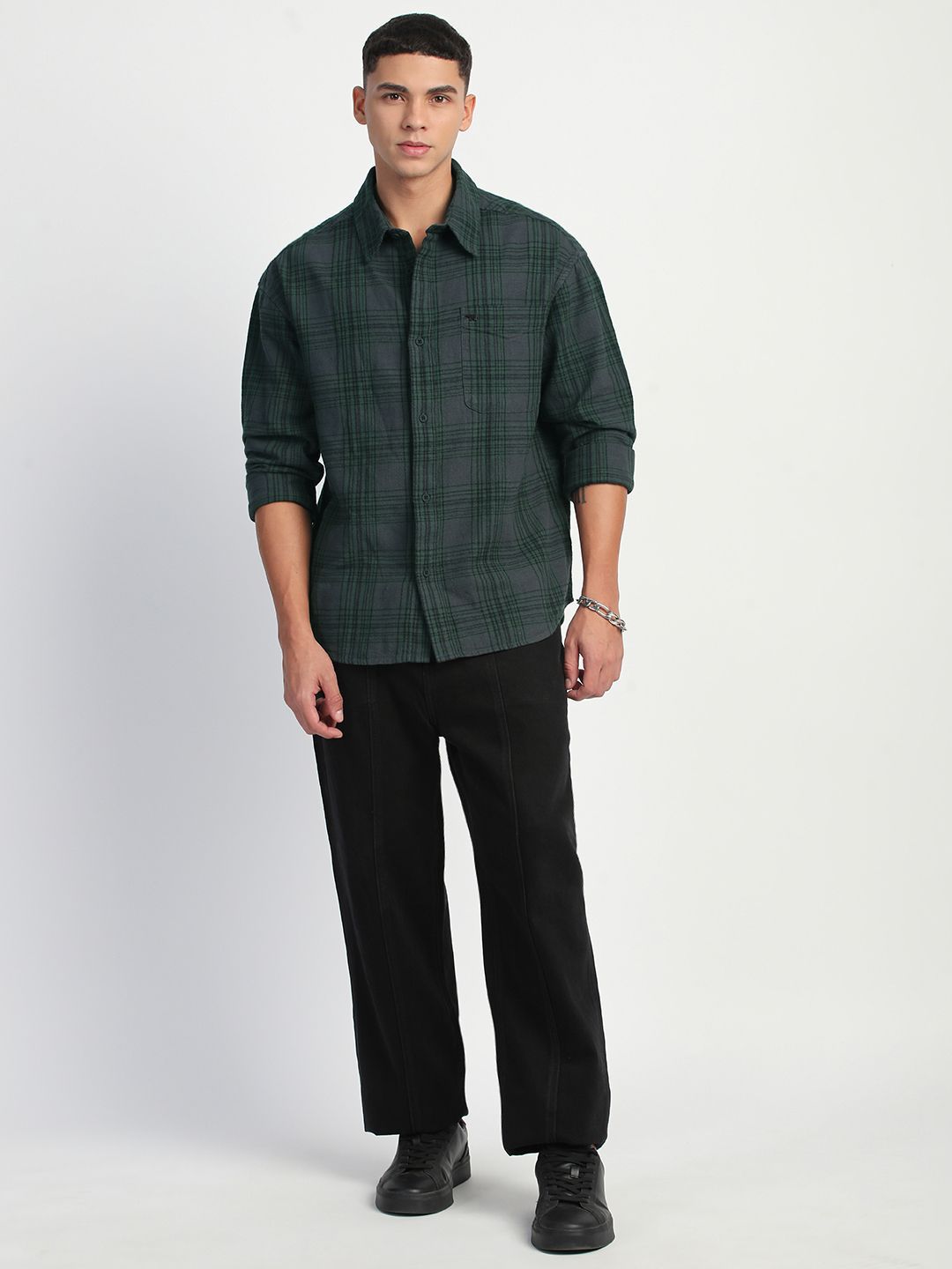THE BEAR HOUSE Men Tartan Checks Opaque Relaxed Fit Pure Cotton Casual Shirt