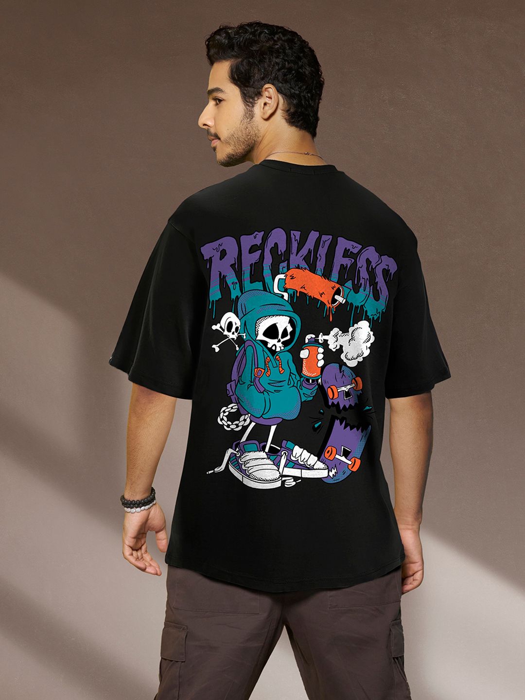Bewakoof Typography Printed Drop-Shoulder Cotton Oversized T-shirt