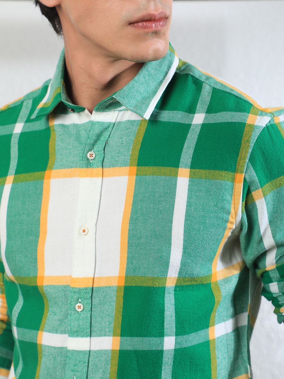 RARE RABBIT Pure Cotton Rayos Slim Fit Tartan Checked Shirt