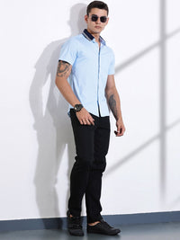 Thomas Scott Men Classic Slim Fit Spread Collar Micro Ditsy Printed Cotton Knitted Shirt