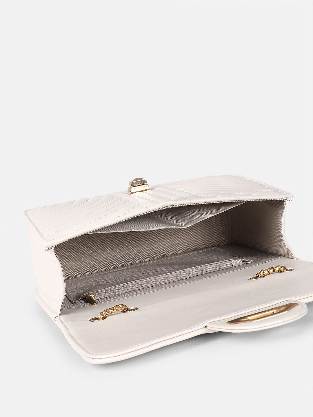 DressBerry Textured Structured Shoulder Bag with Quilted