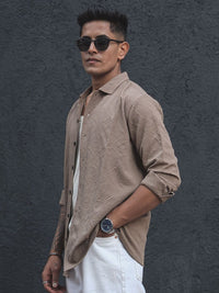 Powerlook India Slim Floral Self Design Spread Collar Casual Shirt