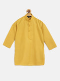 SOJANYA Boys Mustard Yellow Solid Mandarin Collar Straight Kurta