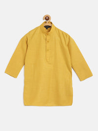 SOJANYA Boys Mustard Yellow Solid Mandarin Collar Straight Kurta