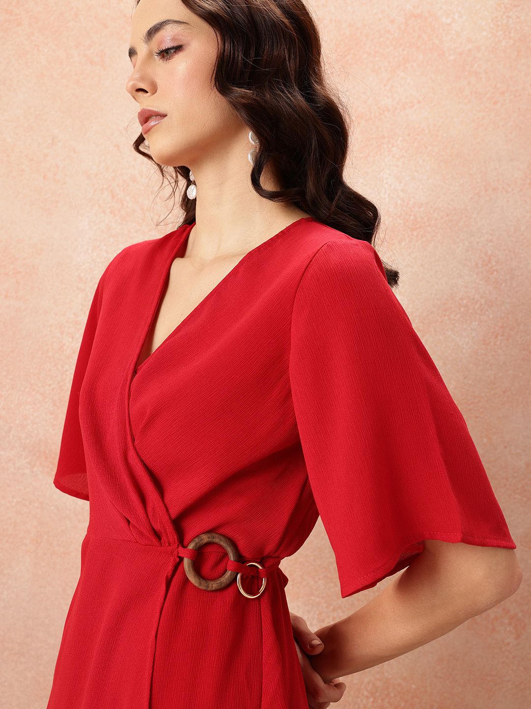 all about you V-Neck Pleated Wrap Dress