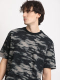 THE BEAR HOUSE Abstract Printed Round Neck Oversized Cotton T-shirt