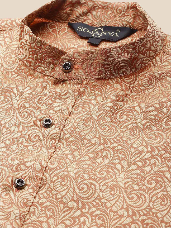 SOJANYA Ethnic Motifs Woven Design Silk Blend Regular Kurta with Churidar & Nehru jacket