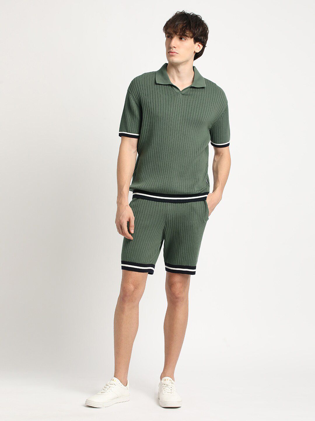 THE BEAR HOUSE Men Striped Regular Fit Polo T-Shirt