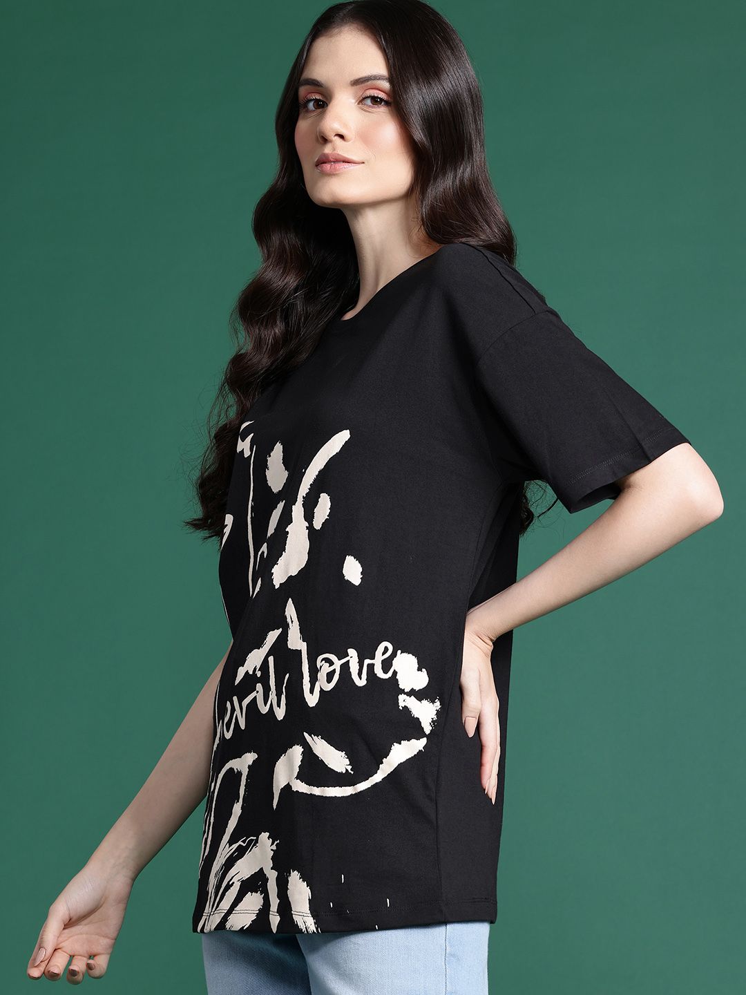 DressBerry Printed Monochrome Pure Cotton T-shirt