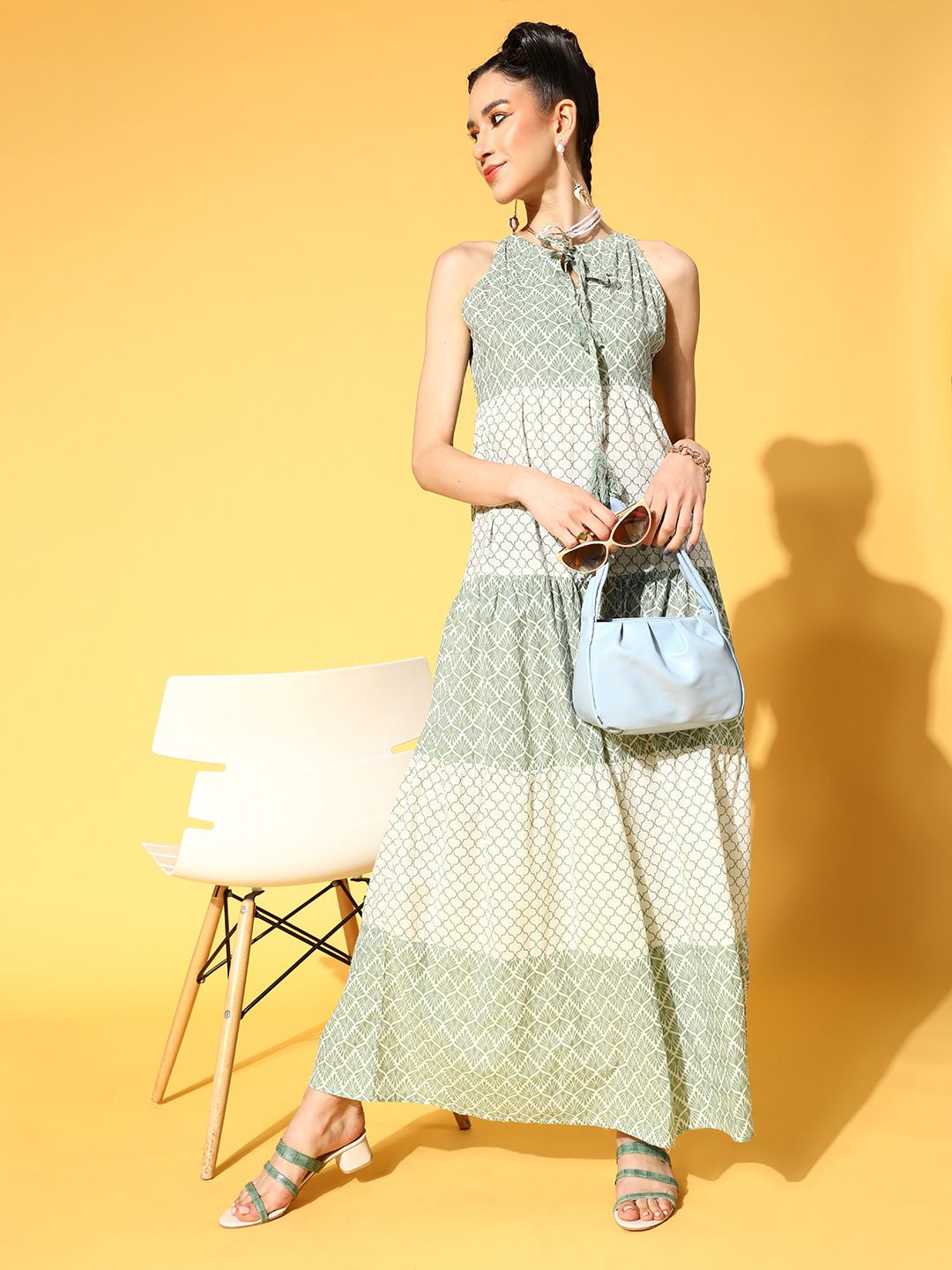 Athena Beautiful Green Ethnic Motifs Sundress