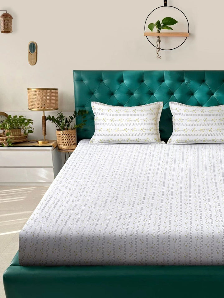 Moda Rapido X KLOTTHE Cadar Putih Bunga 400 TC dengan 2 Sarung Bantal