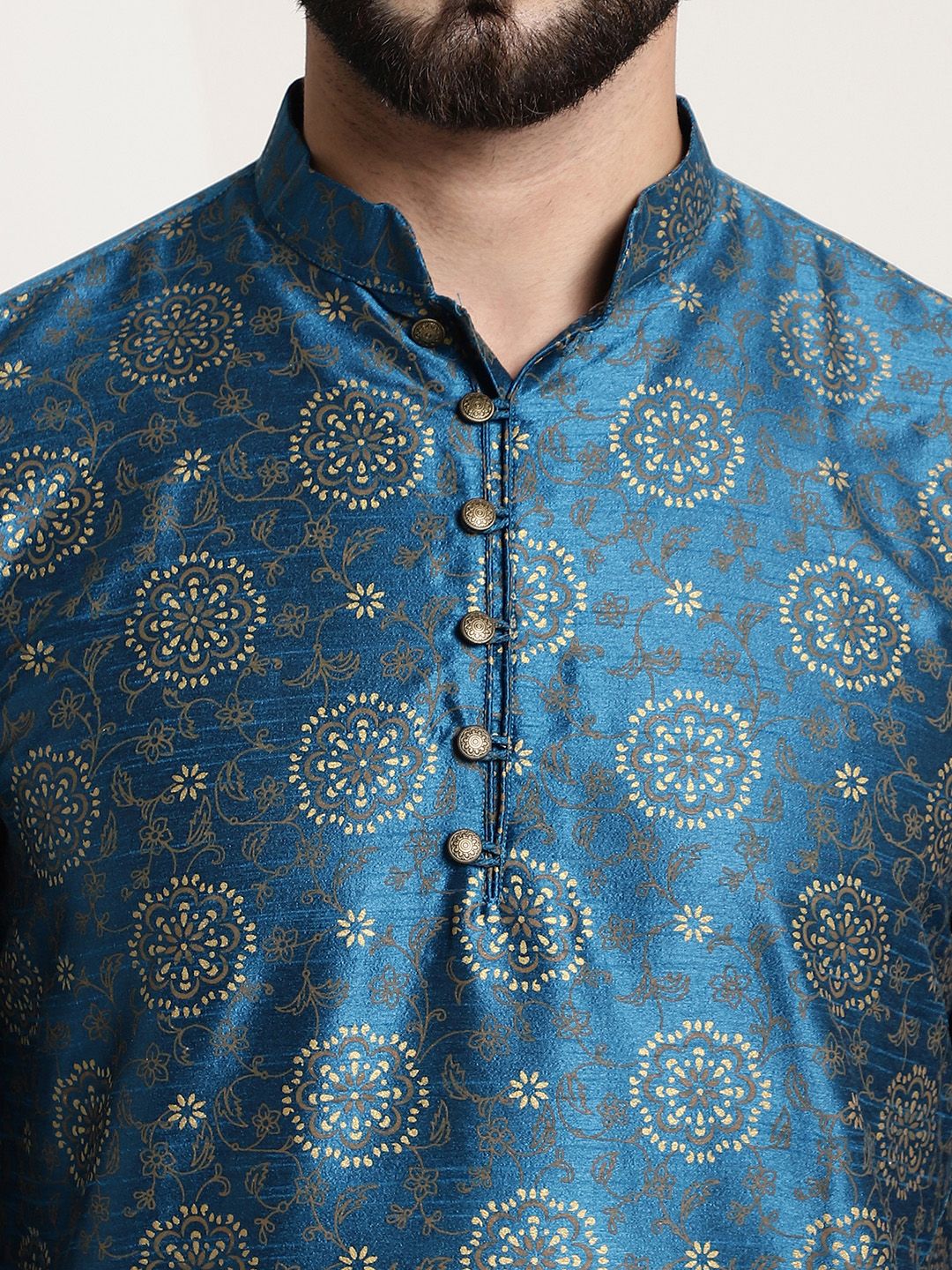 SOJANYA Floral Printed Mandarin Collar Straight Kurta