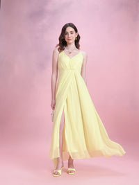 DressBerry Front Slit Shoulder Straps Maxi Dress