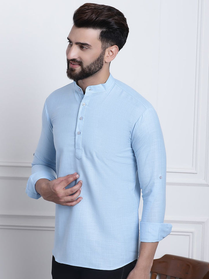 SOJANYA Men Blue Solid Kurta