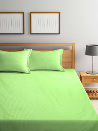 Myntra Elegant Homes Policotton Berjalur Hijau 300 TC Dilengkapi Cadar Katil Super King Halus dengan 2 Sarung Bantal-106 x 106 inci