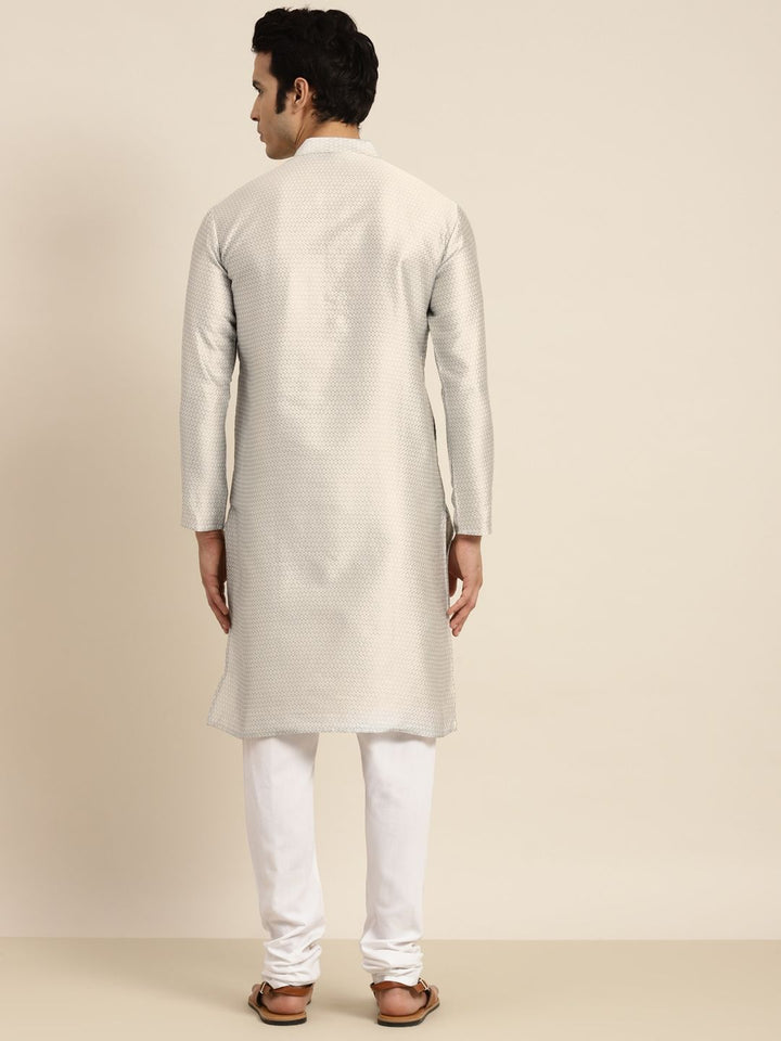 Anug by SOJANYA Men Grey Ethnic Motifs Mandarin Collar Kurta