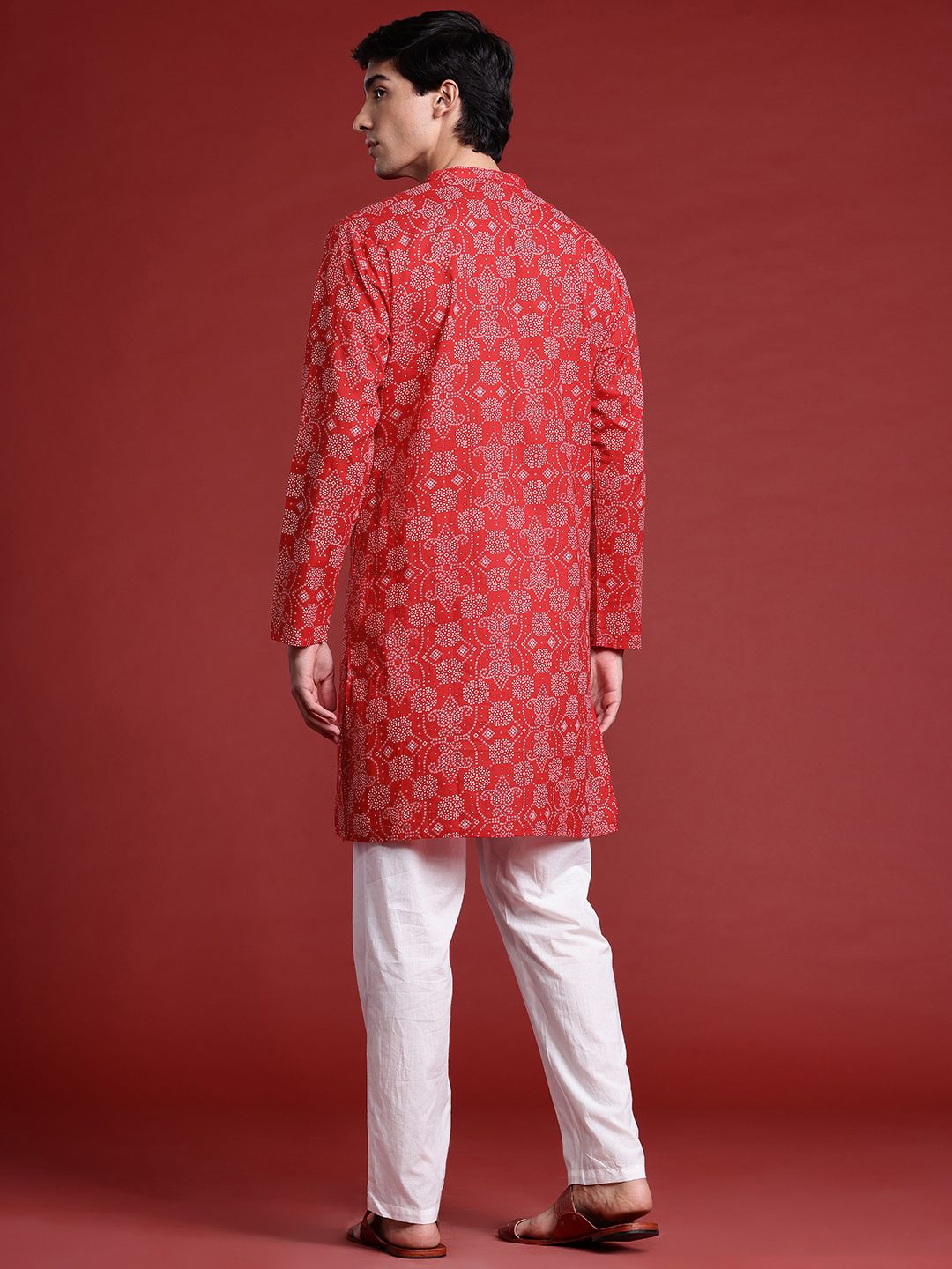 Anouk Bandhani Printed Regular Pure Cotton Kurta with Trousers