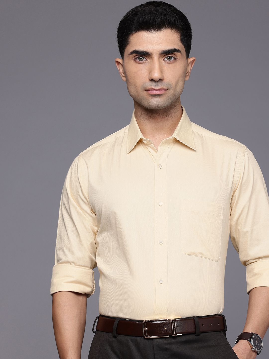 Raymond Slim Fit Textured Pure Cotton Formal Shirt