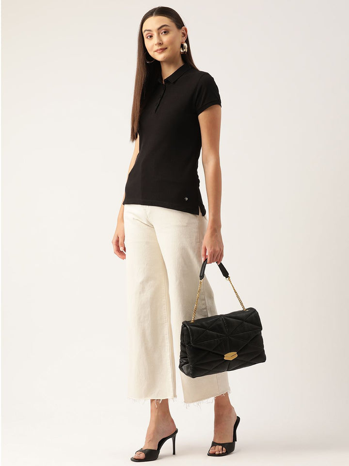 Monte Carlo Women Polo Collar Pure Cotton T-shirt