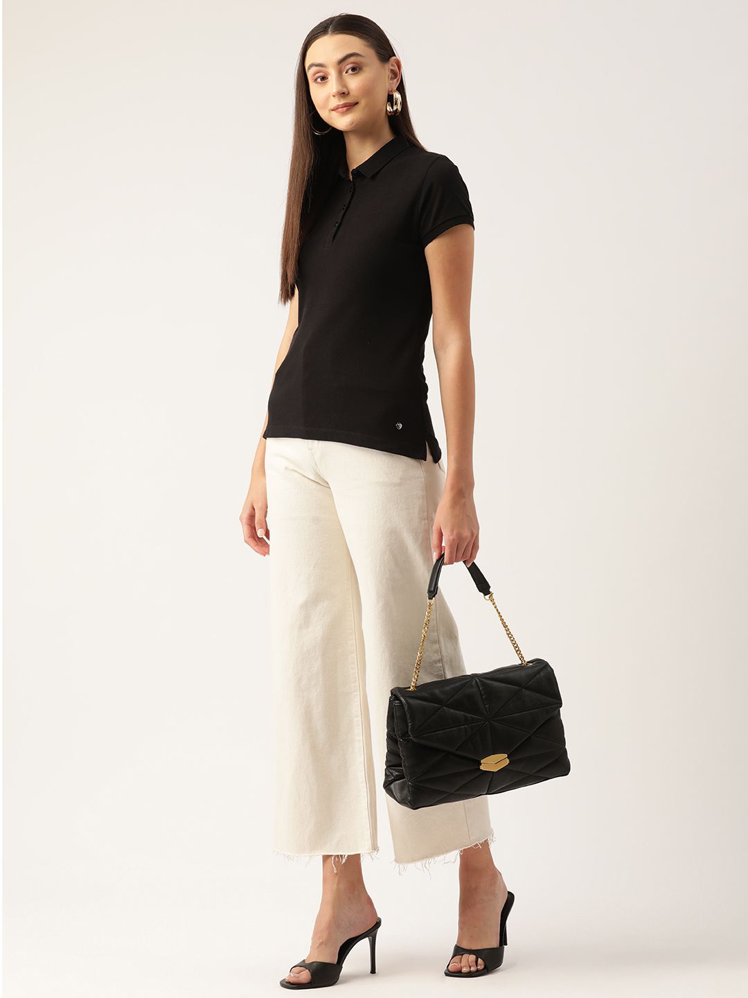 Monte Carlo Women Polo Collar Pure Cotton T-shirt