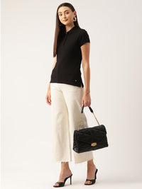 Monte Carlo Women Polo Collar Pure Cotton T-shirt