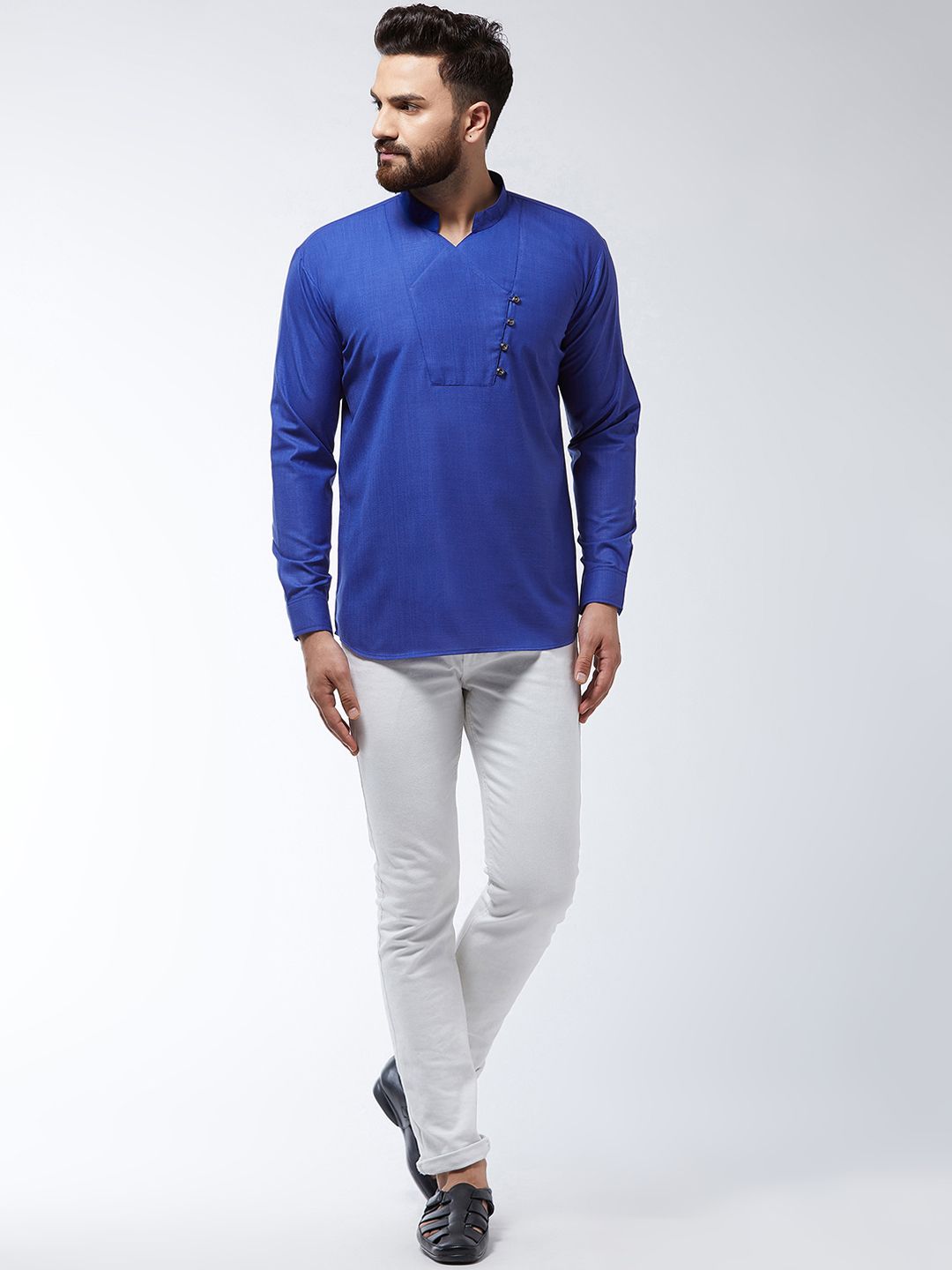SOJANYA Lelaki Biru Solid Kurta Lurus