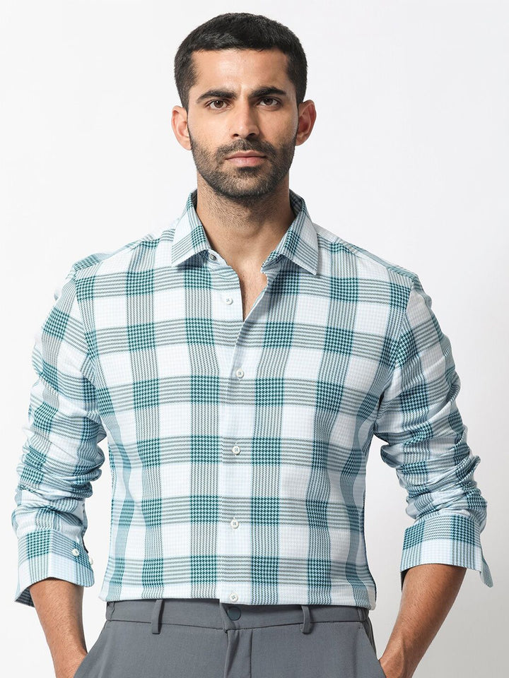 RARE RABBIT Men Ventura Slim Fit Tartan Checked Cotton Shirt