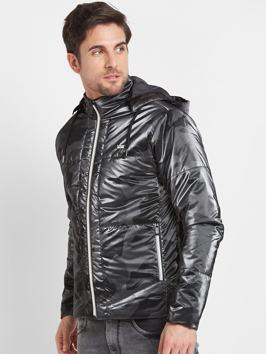 Being Human Camouflage Printed Hooded Puffer Jacket