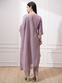 Vishudh Women Ethnic Motifs Embroidered Regular Kurta with Trousers & With Dupatta