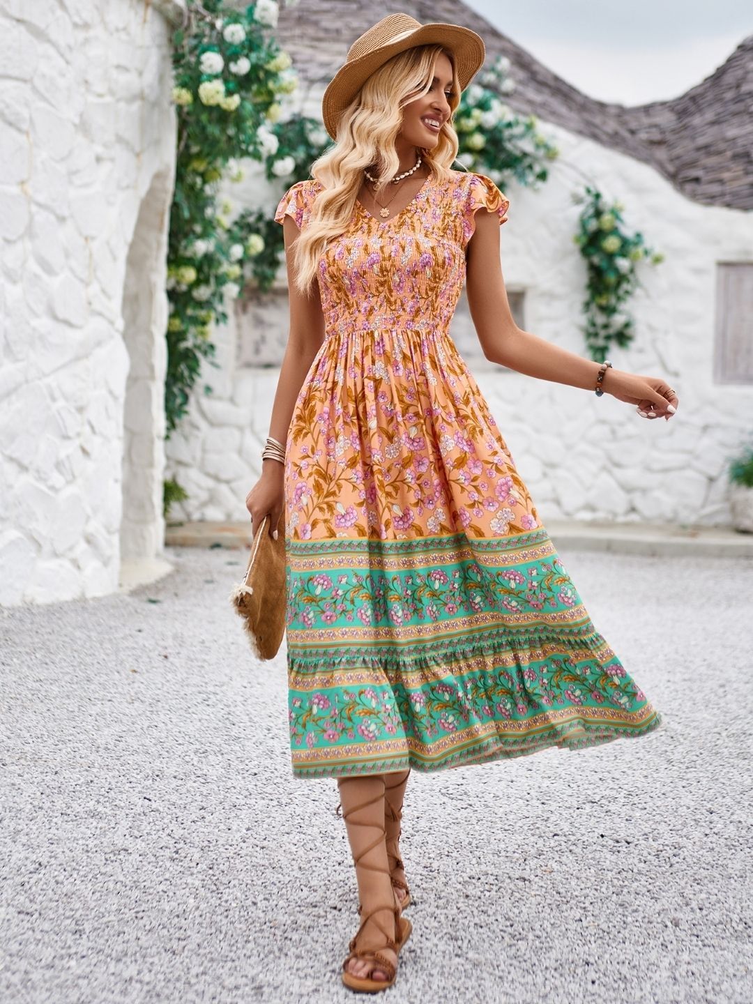 all about you Women Floral Printed A-Line Midi Dress
