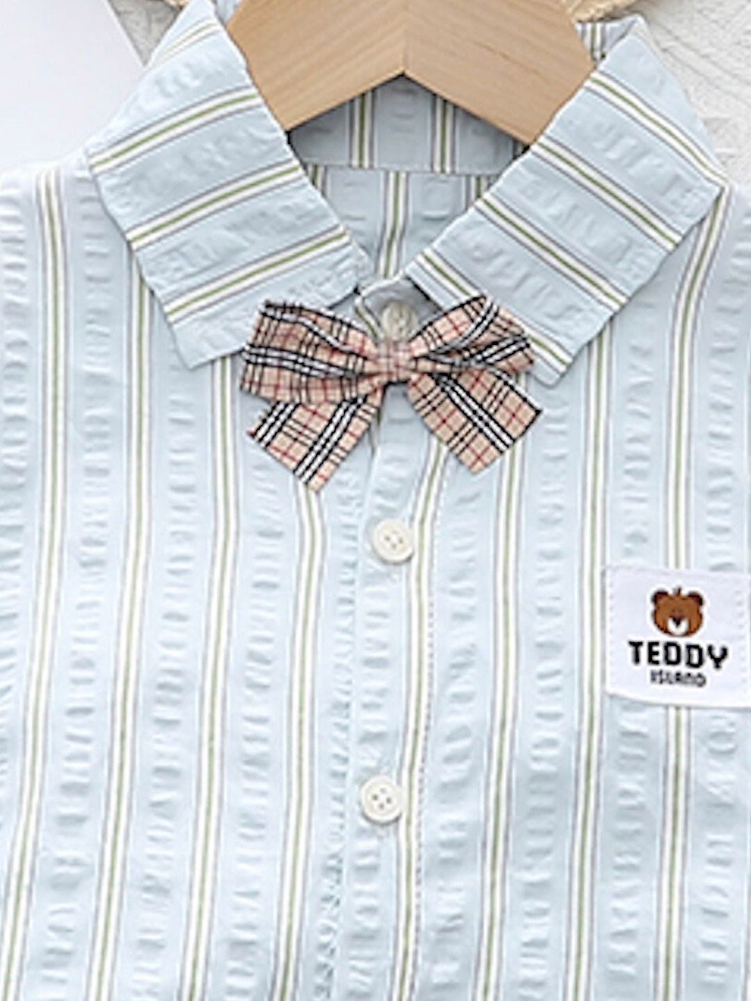 YK Kids Striped Pure  Cotton Shirt With Shorts Clothing Set