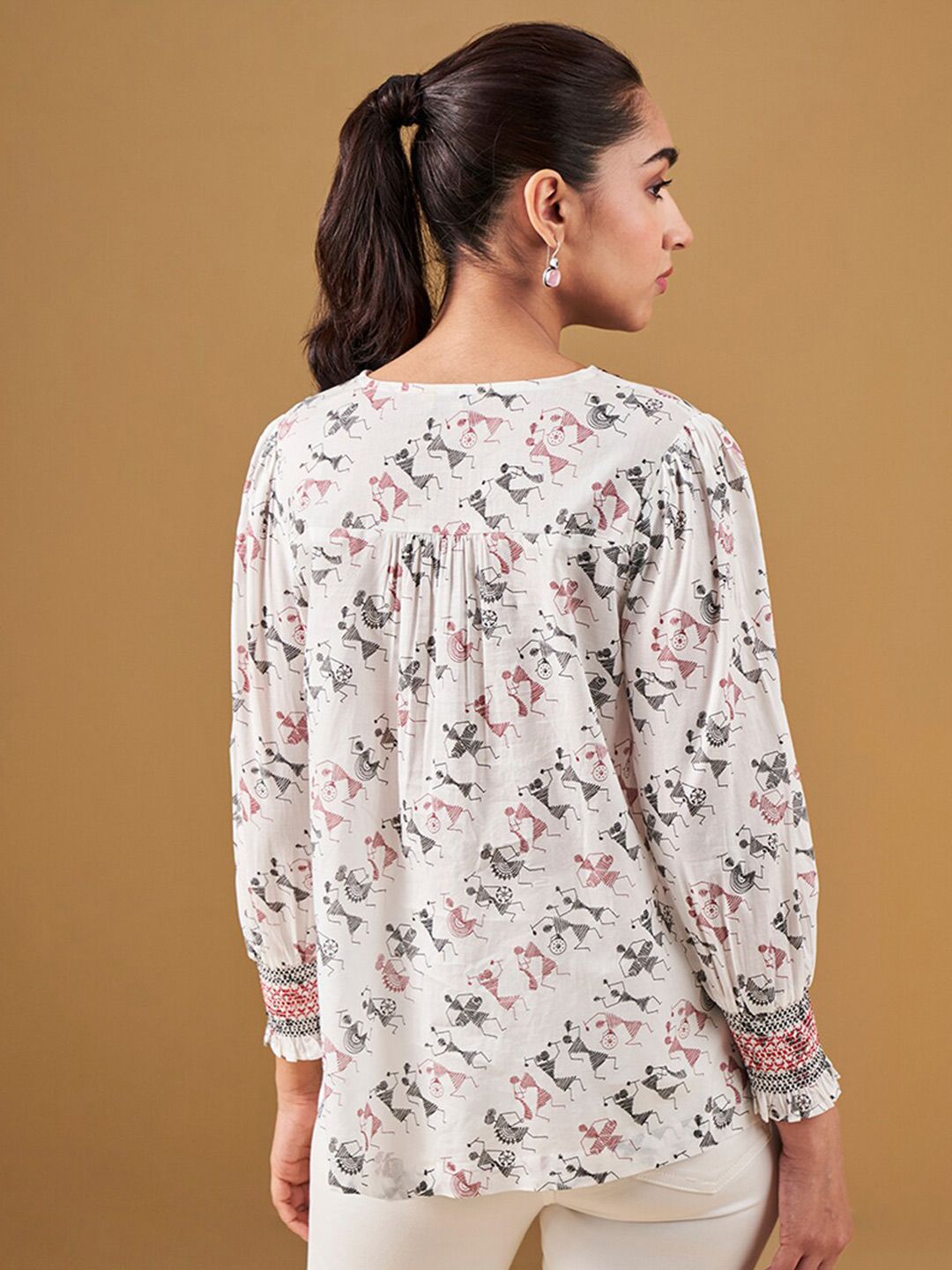 Global Desi Ethnic Motifs Printed Cotton Top