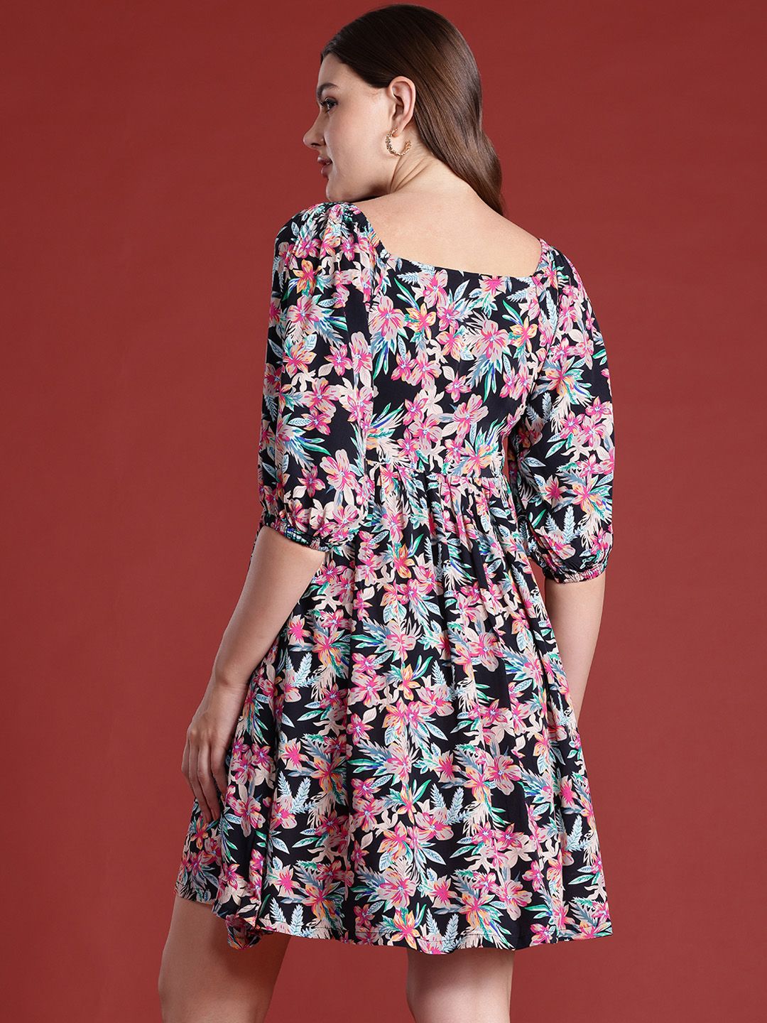 all about you Floral Print Sweetheart Neck Empire Dress