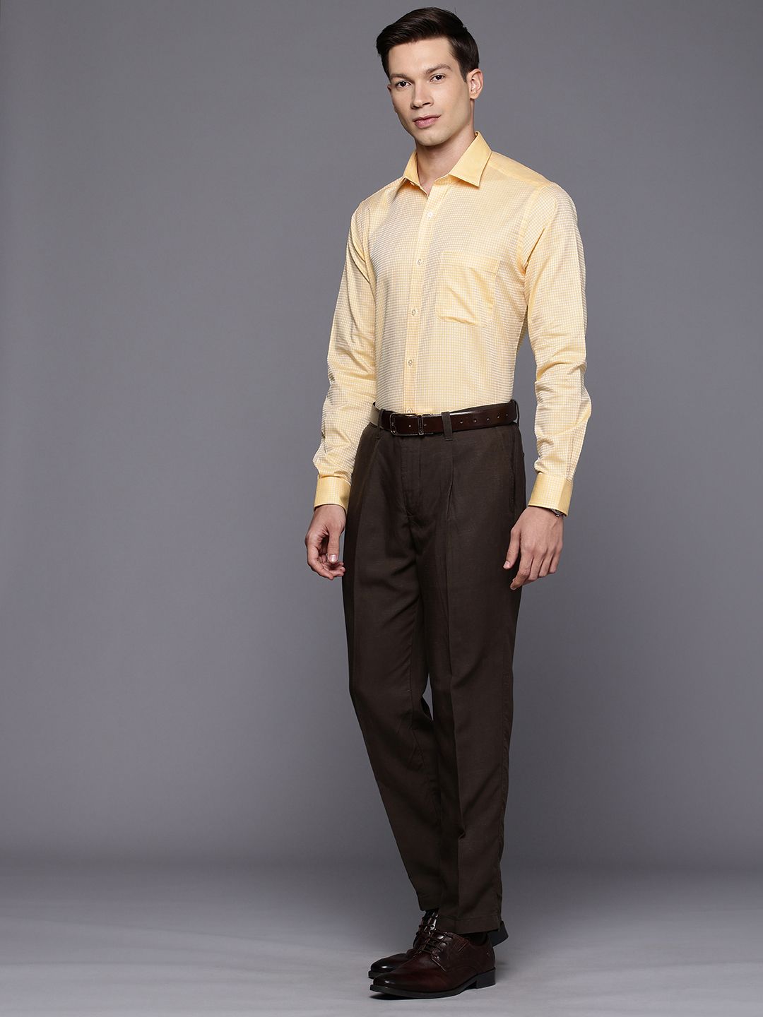 Raymond Slim Fit Self Checked Pure Cotton Formal Shirt