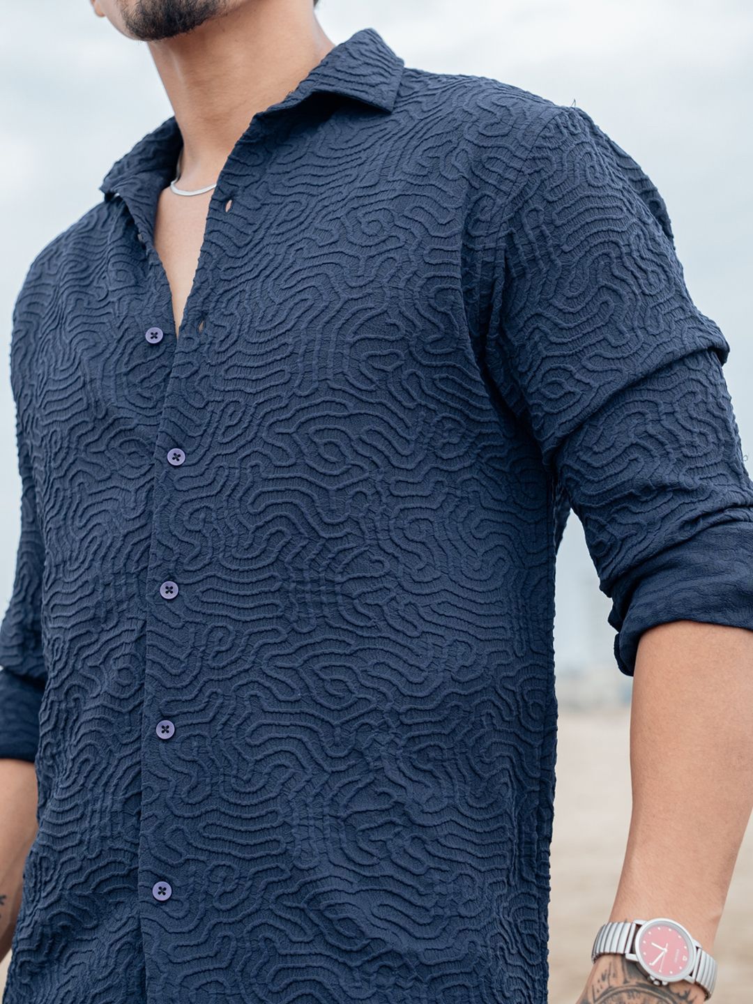 Powerlook Men Opaque Self Design Casual Shirt