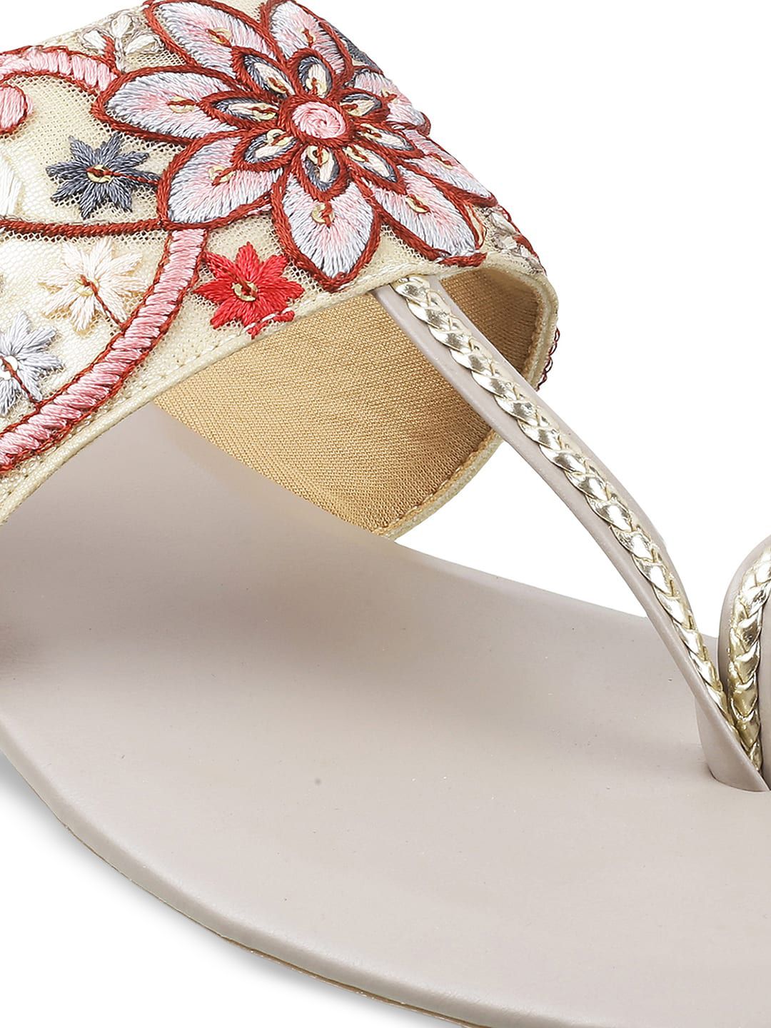 Metro Women Grey Embellished One Toe Flats
