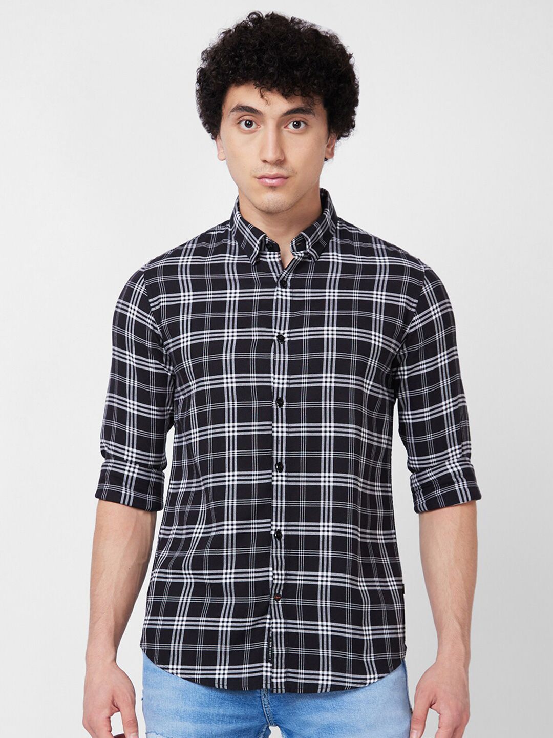 SPYKAR Tartan Checked Cotton Opaque Casual Shirt