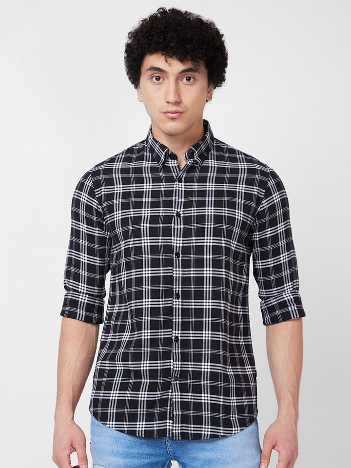 SPYKAR Tartan Checked Cotton Opaque Casual Shirt