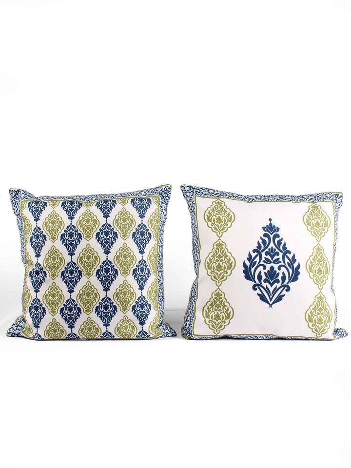 STITCHNEST Blue & White 5 Pieces Ethnic Motifs Square Cushion Covers