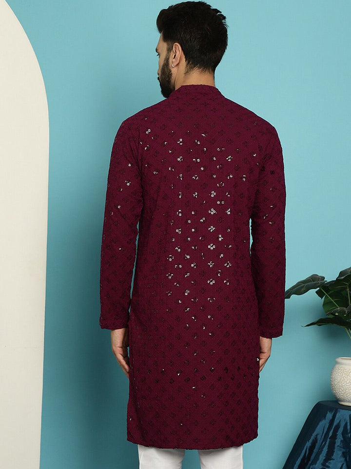 SOJANYA Dihiasi Kolar Mandarin Kurta Lurus Kapas Tulen