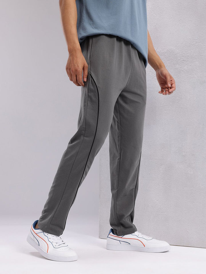 HRX by Hrithik Roshan Men Contrast Piping Mid-Rise Lifestyle Track Pants