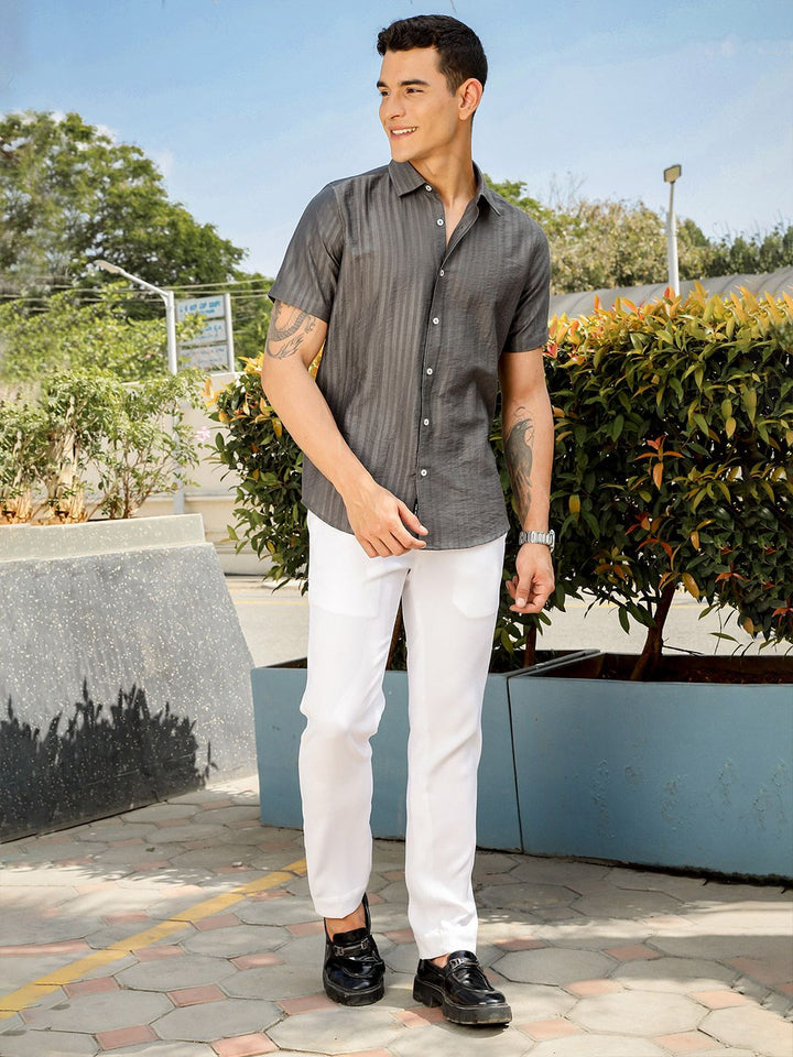 Thomas Scott Men Smart Slim Fit Opaque Striped Casual Shirt
