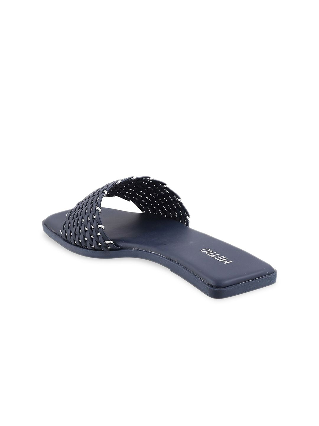 Metro Women Blue Textured Open Toe Flats