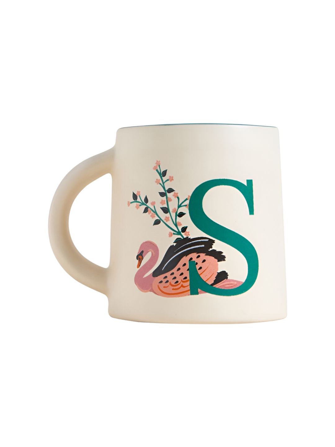Chumbak Off White &amp; Blue Printed Ceramic Glossy Mug 300 ml