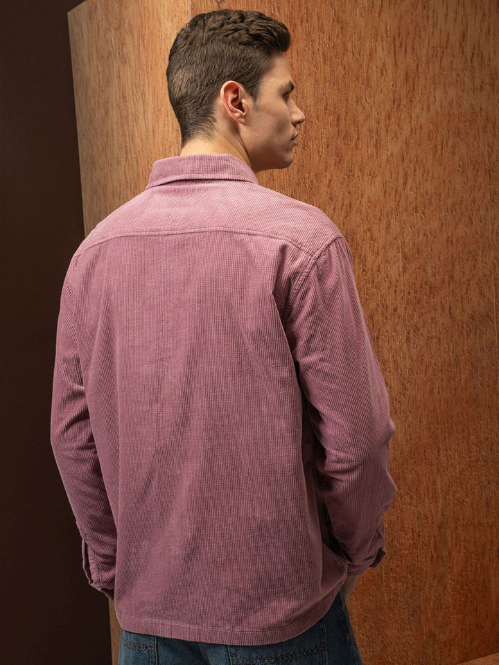 Locomotive Premium Men Pink Oversized Corduroy Solid Overshirt