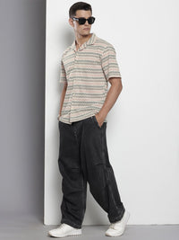 The Indian Garage Co Men Relaxed Fit Textured Lace Crochet Resort Wear Shirt