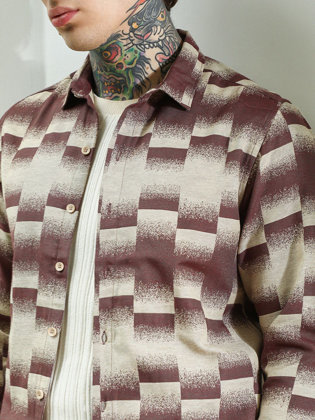 Campus Sutra Men Comfort Fit Geometric Printed Spread Collar Cotton Casual Shirt