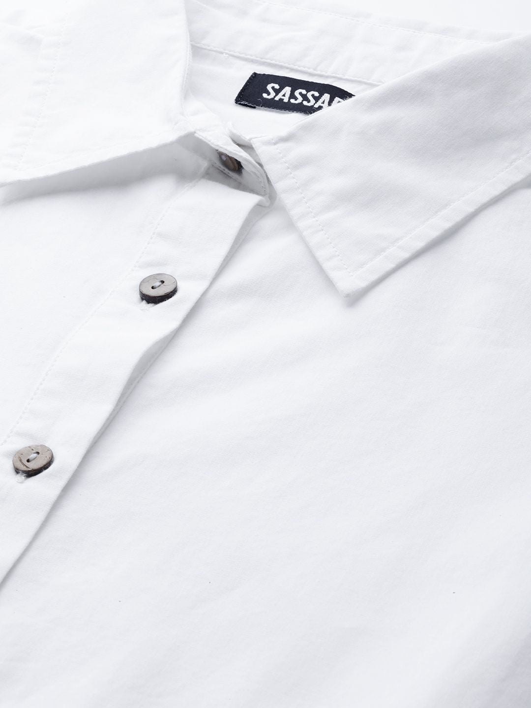 SASSAFRAS White Tiered Cotton Shirt Dress